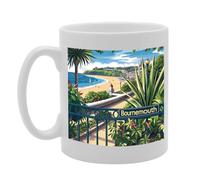 Coralgraph Novelty Gift Printed Coffee Ceramic Mug Featuring Cities and Landmarks in United Kingdom (Bournemouth)