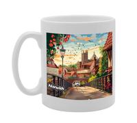 Coralgraph Novelty Gift Printed Coffee Ceramic Mug Featuring Cities and Landmarks in United Kingdom (Norwich)