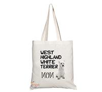 Coralgraph TB590 WEST HIGHLAND WHITE TERRIER MOM Novelty Present Gift Printed Eco-Friendly Stylish Long Handled Tote Shoulder Bag