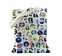 Coraline Merch Horror Cartoon Film Gift Halloween Spooky Season Gift Spooky Movie Tote Bag for Horror Lovers (Cora)