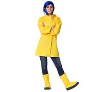Coraline Raincoat Costume for Women Officially Licensed Cosplay Outfit with Wig and Boot Covers