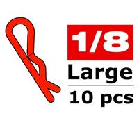 Corally Body Clips 45 Bent Large Red 10 Pieces 1/8 Scale C-35121