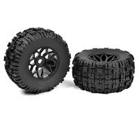 CORALLY OFF-ROAD 1/8 MT TYRES MUD CLAWS GLUED ON BLACK RIMS C-00180-612
