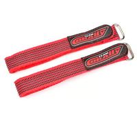Corally Team Pro Battery Straps - 300 x 20 mm Metal Buckle - Silicone Anti-Slip Strings - Red
