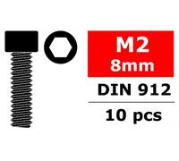 Corally Steel Screws M2 x 8mm Hex Socket Head Black 10 Pieces C-3001-20-08
