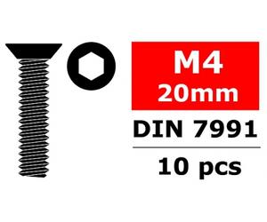 CORALLY STEEL SCREWS M4 X 20MM HEX FLAT HEAD 10 PCS C-3002-40-20