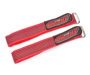 Corally Team Pro Battery Straps - 300 x 20 mm Metal Buckle - Silicone Anti-Slip Strings - Red