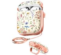 Coralogo for AirPods 2/1 Case with Safety Lock - Cute Cartoon for AirPods 1st/2nd Generation for Women Girls Fashion Stylish Retro Flower Pattern Design Kawaii Girly Girlish Hard Protective Cover