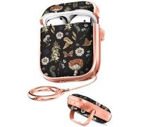 Coralogo for AirPods 2/1 Case with Safety Lock - Cute Cartoon for AirPods 1st/2nd Generation for Women Girls Fashion Stylish Mushroom Pattern Design Kawaii Girly Girlish Hard Protective Cover