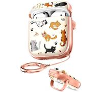 Coralogo for AirPods 2/1 Case with Safety Lock - Cute Cartoon for AirPods 1st/2nd Generation for Women Girls Fashion Stylish Cats Pattern Design Kawaii Girly Girlish Hard Protective Cover