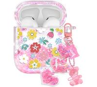 Coralogo for Airpods 2nd/1st Generation Case - Quicksand Liquid Cute Mujer Girl Women Aesthetic Cover Sparkling Sparkle Glitter Bling Sparkly Flower Floral Pretty Keychain Girly for Airpod 2/1 Case
