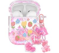 Coralogo for Airpods 2nd/1st Generation Case - Quicksand Liquid Cute Mujer Girl Women Aesthetic Sparkling Sparkle Glitter Bling Sparkly Stylish Pretty Candy Bear Keychain Girly for Airpod 2/1 Case
