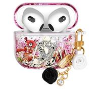 Coralogo for Airpods 3rd Generation Case - Quicksand Liquid Cute Kawaii Mujer Girl Women Aesthetic Cover Sparkling Sparkle Glitter Bling Skull Mushroom Keychain Girly for Airpods 3 Case