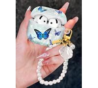 Coralogo for AirPods 4 Case with Pearl Keychain - Cute Women Glitter Shell Design Cover Girls Girly Pretty Stylish Kawaii Girlish Protective for Apple for AirPods 4 Case, Purple Butterfly