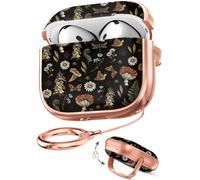 Coralogo for AirPods 4 Case with Safety Lock - Cute Cartoon for Women Girls Fashion Stylish Mushroom Pattern Design Kawaii Girly Girlish Hard Protective Cover for AirPods 4th Generation 2024