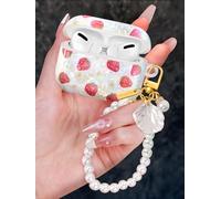 Coralogo for AirPods Pro/Pro 2 Case with Pearl Keychain - Cute Women Glitter Shell Design Cover Girls Girly Pretty Stylish Kawaii Girlish Protective for Apple for AirPods Pro 1/2nd Case, Strawberry