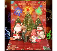 Coralogo Musical Christmas Card - Blow to Spark Fireworks & Cheers Lights & Sounds 3D Merry Christmas Pop Up Card Surprise Xmas Winter Holiday Gift for Kids Family and Friend With Envelope Blank Note