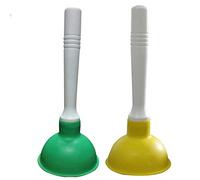 Coralpearl Hand Drain Plunger Small Force Pump Cleaner Plumber Helper Unclogger Tool Short Little Clog Remover for Kitchen Sink, Bathroom Toilet, Shower Tub in 4 Inch Cup 9" Bar Handle (Green+Yellow)