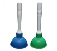 Coralpearl Hand Drain Plunger Small Force Pump Cleaner Plumber Helper Unclogger Tool Short Little Clog Remover for Kitchen Sink, Bathroom Toilet, Shower Tub in 4 Inch Cup 9" Bar Handle (Blue+Green)