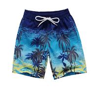 Coralup Boys Beach Shorts Swim Trunks Quick Dry Swimwear Boardshort Coconut Tree 7-8Y