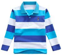 Coralup Boys Cotton Long Sleeve T-Shirt Tops Kids School Striped Polo Shirts 12-13 Years
