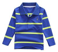 Coralup Boys Cotton Long Sleeve T-Shirt Tops Kids School Striped Polo Shirts 5-6 Years