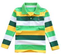 Coralup Boys Cotton Long Sleeve T-Shirt Tops Kids School Striped Polo Shirts 9-10 Years