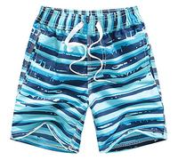 Coralup Boys Swimming Shorts 2-14 Years Old Toddler Boy Beach Trunk Shark Print Elastic Waistband Beach Shorts Summer Swimwear Sky Blue