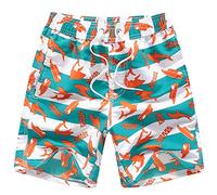 Coralup Cool Boys Swim Trunks Surf Short Pants 3D Printed Quick Dry Swiming Board Shorts for Beach Sports Running Orange 7-8Y
