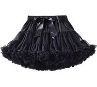Coralup Girls' Laye Ruffle Tulle Ballet Tutu Skirt Black 5-7Years