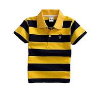 Coralup Kids Boys Short Sleeve Polo Shirt Summer Stripe T- Shirt Lapel Cotton Tops for Children 5-6 Years