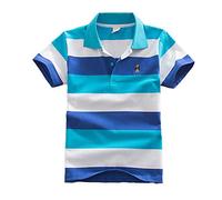 Coralup Kids Boys Short Sleeve Polo Shirt Summer Stripe T- Shirt Lapel Cotton Tops for Children 5-6 Years