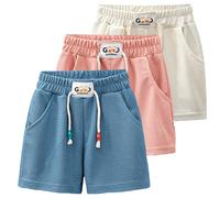 Coralup Little Boys Girls Shorts 3-Pack Casual Short Toddler Kids Solid Jogger Pants 1-9Years