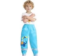 Coralup Toddlers Kids Rain Waterproof Pants Little Boys Mud Dirty Proof Trousers Kids Lightweight Rainwear Blue Elephant 5-6 Years