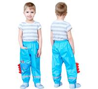 Coralup Toddlers Rain Waterproof Pants Little Boys Girls Mud Dirty Proof Trousers Kids Lightweight Rainwear Blue 10-12 Years