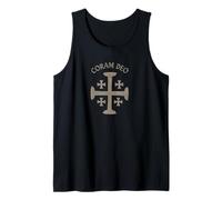 Coram Deo Latin Phrase Vintage Cross Symbol Graphic Tank Top