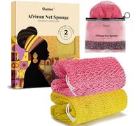 CORATED 2pcs African Exfoliating Net Sponge Set - Bath & Shower Net Sponges, Back Scrubber Washcloth for Shower, Beauty Skin Cleaning for Shower SPA Massage(Pink & Yellow)