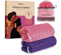 CORATED 2pcs African Exfoliating Net Sponge Set - Bath & Shower Net Sponges, Back Scrubber Washcloth for Shower, Beauty Skin Cleaning for Shower SPA Massage(Pink & Purple)