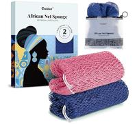 CORATED 2pcs African Exfoliating Net Sponge Set - Bath & Shower Net Sponges, Back Scrubber Washcloth for Shower, Beauty Skin Cleaning for Shower SPA Massage(Pink & Blue)