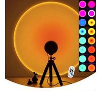 CORATED Sunset Lamp, LED Projector Light with Tripod, 360° Rotatable Romantic Vision Ambient Light, Suitable for Photography, Selfies, Living Room Decoration (RGB 16 Colors)