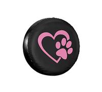 Corazón Con Huella De Perro Cachorro Amor Rosa Funda Cubierta Para Rueda Durable Funda Para Neumáticos De Repuesto Impermeable Neumático Repuesto Cubierta Para Accesorios Remolques Suv