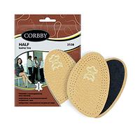 Corbby Premium Shoes Half Insole - Ladies/Men Natural Leather & Soft Latex Foam + Active Carbon - Black & White & Natural (Natural, EU 41-42 (UK 7.5-8))