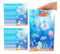 Corbekel 100 Pcs Under the Sea Gift Bags, Summer Ocean Party Favor Bags Bulk, Plastic Ocean Animal Party Supplies for Birthday and Baby Shower