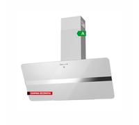 Corberó - Decorative Hood VICTORIA960W, White Glass 90 cm, 165W, 3 Speeds, Touch Control, Flow Rate 594.2 m3/h, Tempered Glass, 1 x Aluminium Filter, Carbon Filter, E.Energy A