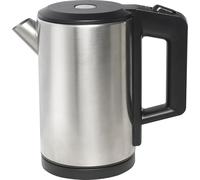 Corby Canterbury 1L Brushed Steel Kettle with UK Plug, 1500W Compact Hotel Kettle with 360° Base, Push Button Lid, Concealed Heating Element, Integrated Filter, Wide Handle & Easy-Clean Opening