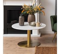 Corby Coffee Table - Round - White Marble Effect and Gold