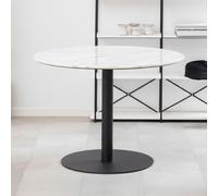 Corby Round Dining Table - 4 Seater - 105cm - White Marble Effect and Black