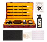 Corciosy Chinese Calligraphy Brushes Gift Set,Professional Sumi Water Writing, Painting Set for Beginners-Red