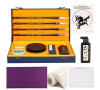 Corciosy Chinese Calligraphy Brushes Gift Set,Professional Sumi Water Writing, Painting Set for Beginners-Blue