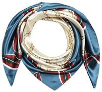 corciova 35" Women Silk Feeling 90 cm Square Hair Neck Sleeping Scarf Sea Blue Seashell Geometric Chains